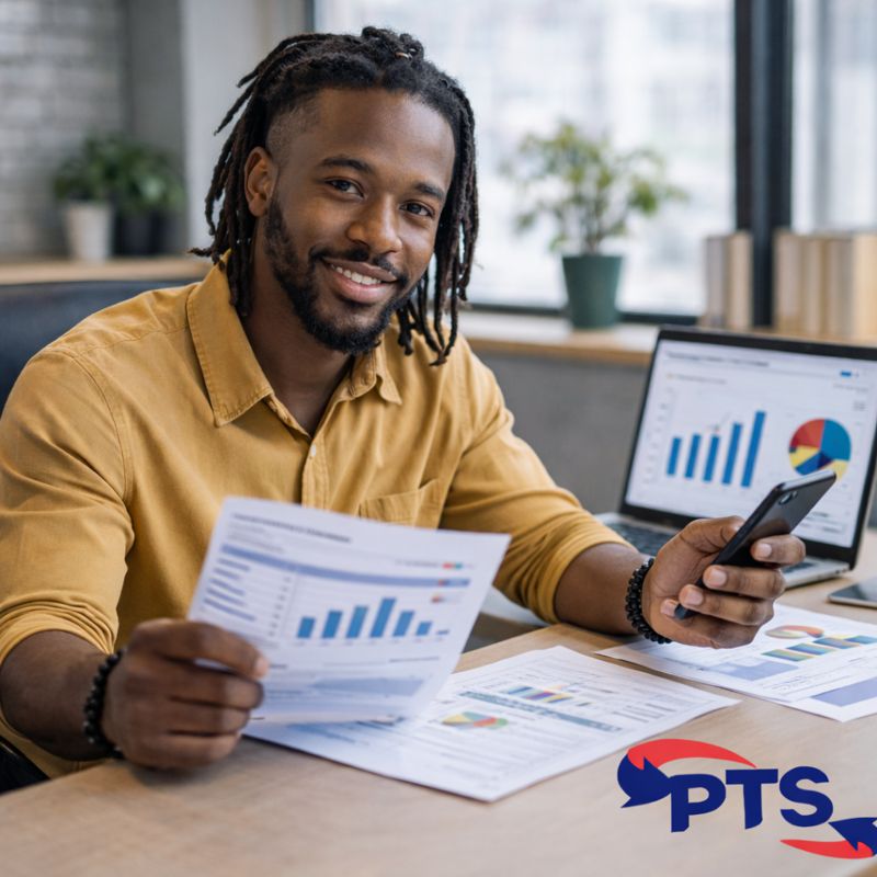 Jamaican paid ads expert at PTS Marketing analyzing campaign results and managing lead generation