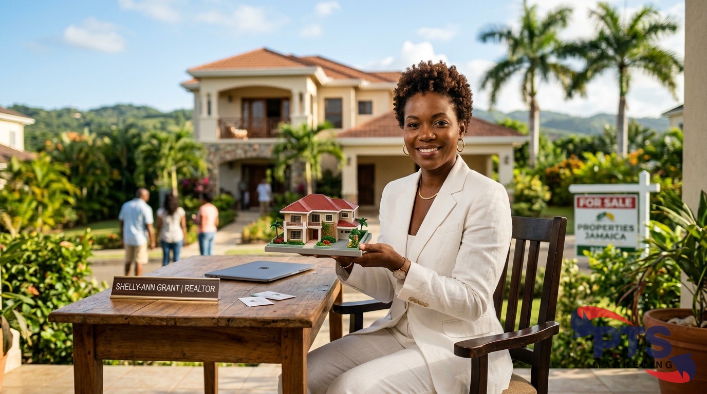 Portrait of a beautiful business woman in white suit sitting at her desk and holding a house model. Real estate Real Estate Agent or housing insurance agent.