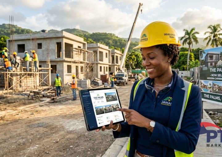 Jamaican property developer working on digital marketing campaign