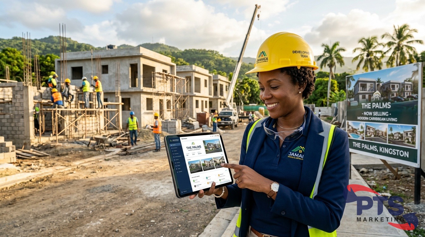 Jamaican property developer working on digital marketing campaign