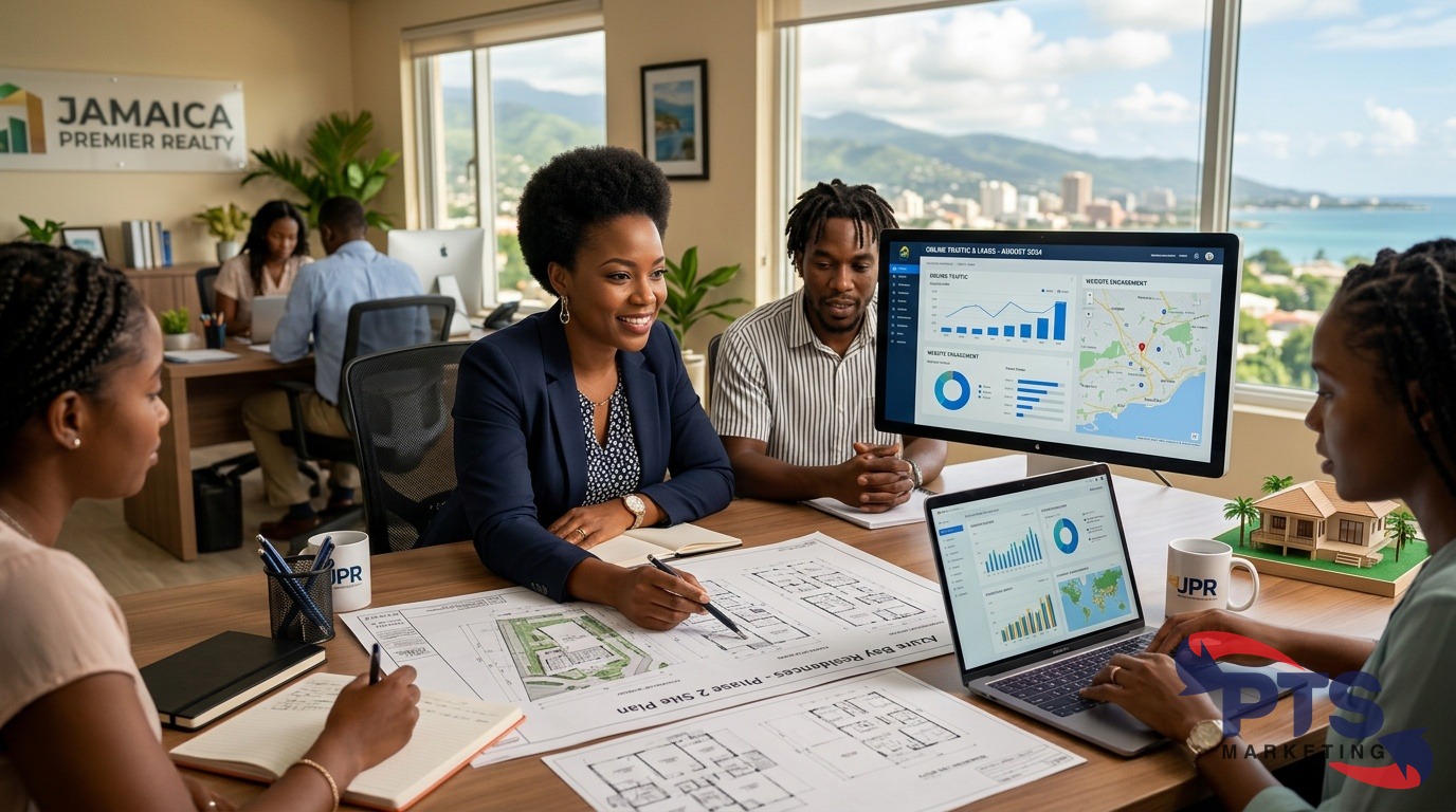 real estate marketing team in Jamaica analyzing online data