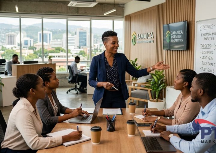 Jamaican real estate broker coaching agents in office