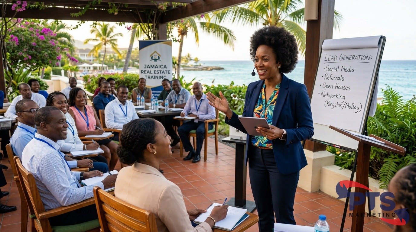 training session for Jamaican real estate agents on lead generation