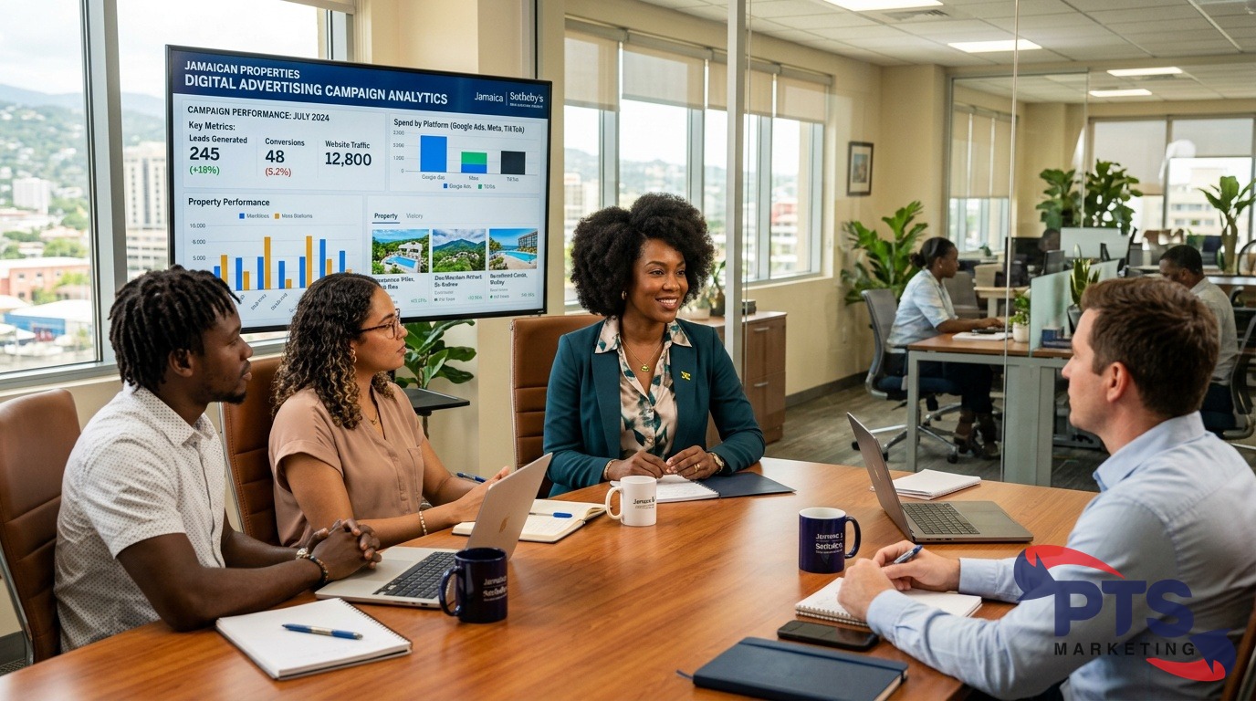 digital advertising campaign analytics dashboard with Jamaican properties
